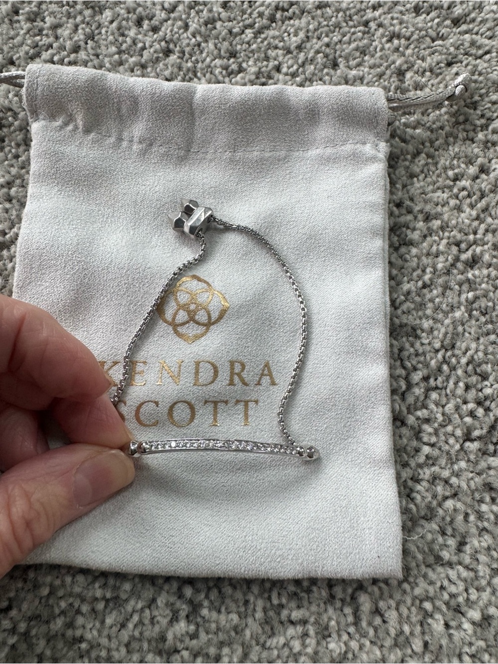 Kendra Scott Silver Crystal Bar Slider Bracelet